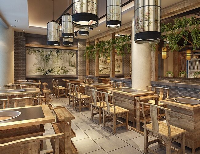上饶火锅店设计装修：巴蜀味火锅店装修设计案例_益昌装饰集团上饶分公司 (2)